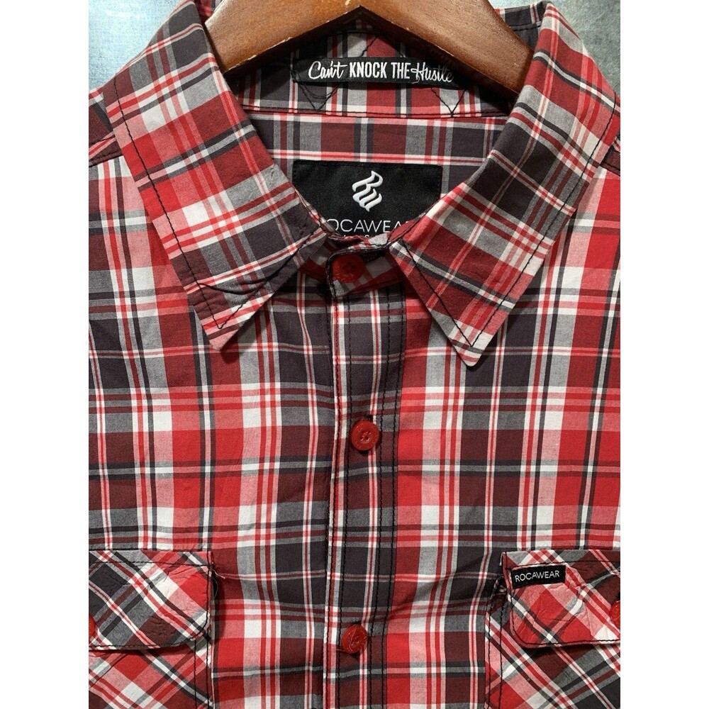 Rocawear 3XB Western Buffalo Plaid Classic 100% Cotton Button Up Long Sleeve